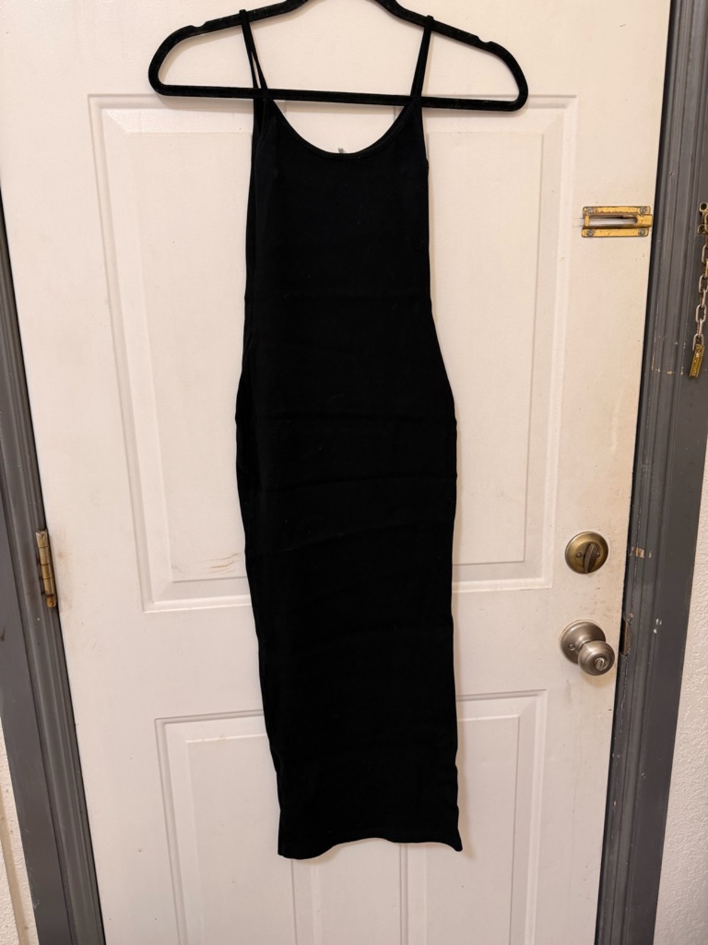 Mesh I Black Ribbed Spaghetti Strap Bodycon Dress